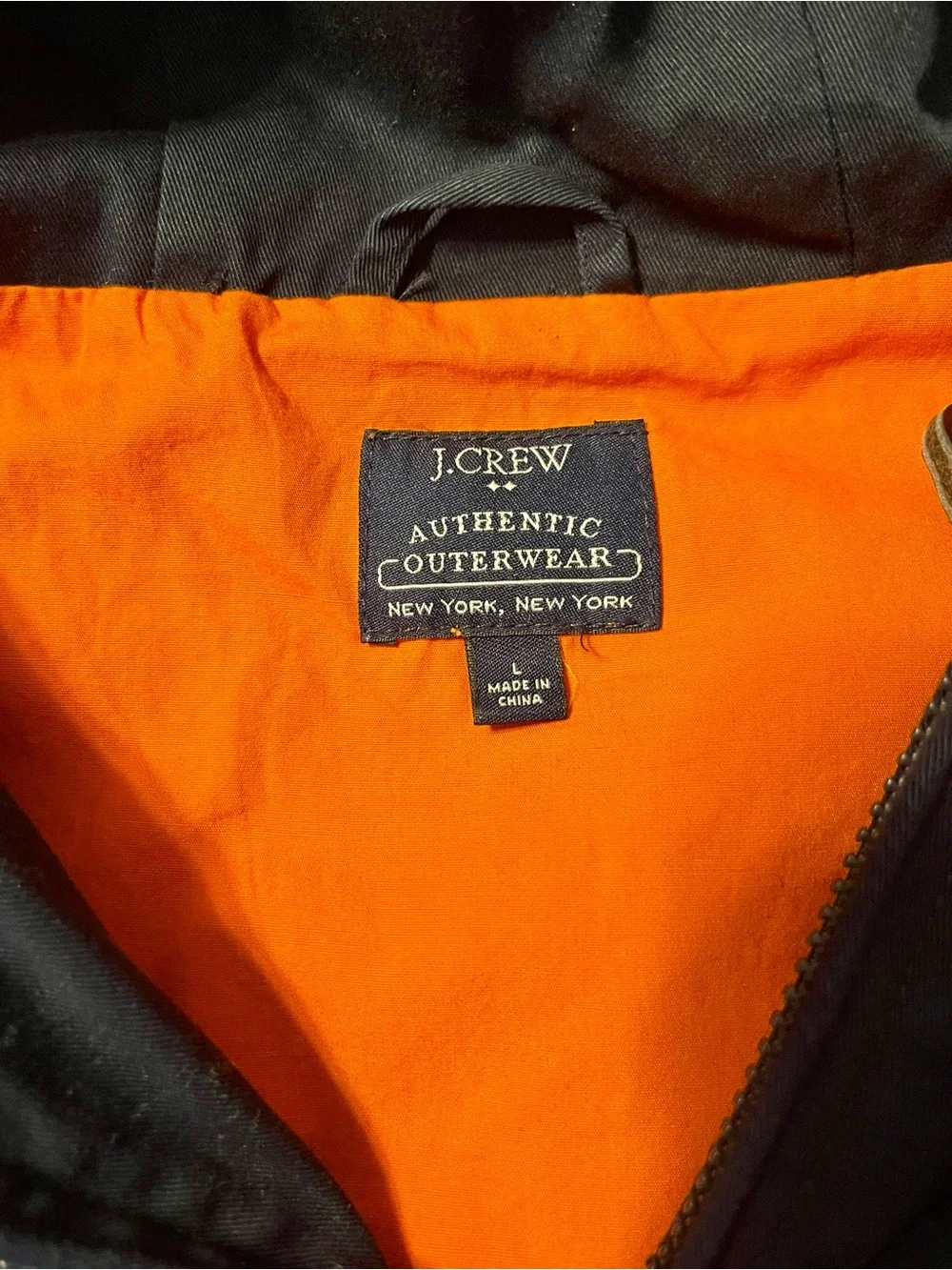 J. Crew Navy Field Jacket with Bright Orange Lining
